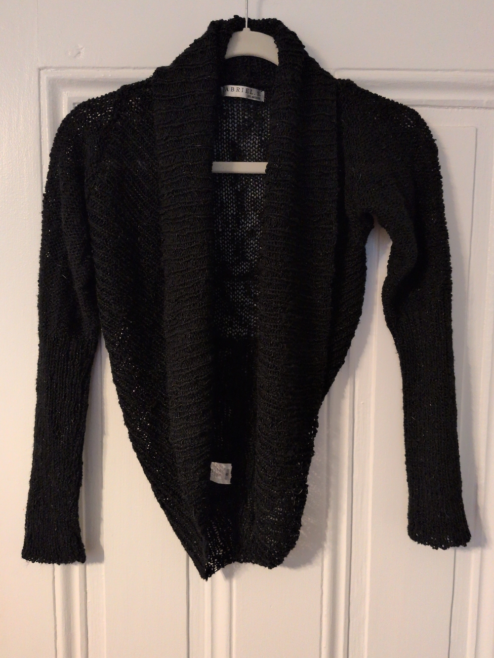 Black Draped Cowl Open-Front Sweater
